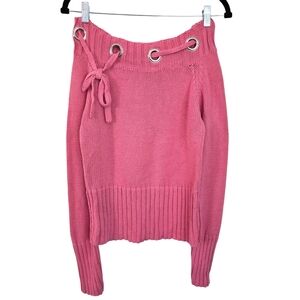 Y2K Pink Off Shoulder Bow Sweater